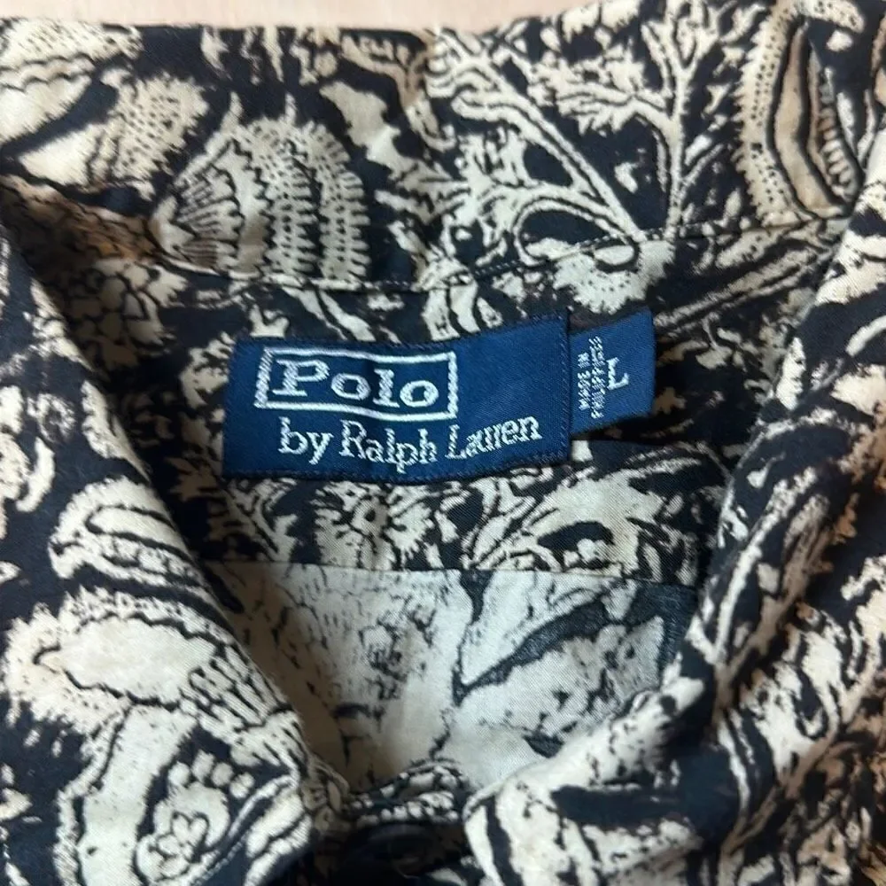 Vintage Y2K Polo Ralph Lauren Floral Hawaiian ‎ 1/4 button up Long sleeve size L